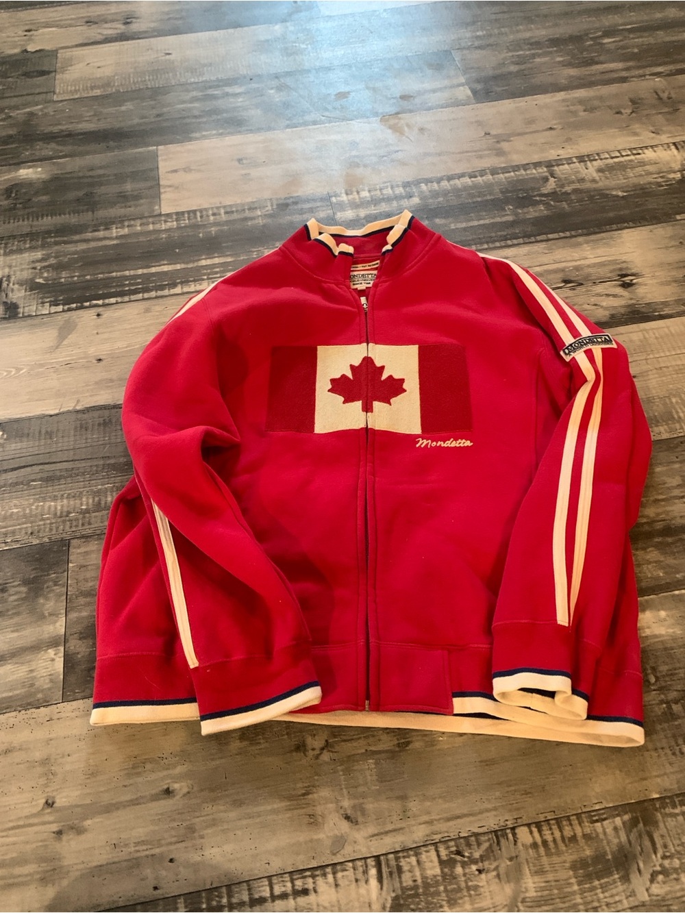 Mondetta Red Canadian Maple Leaf Zip-Up Track Jacket